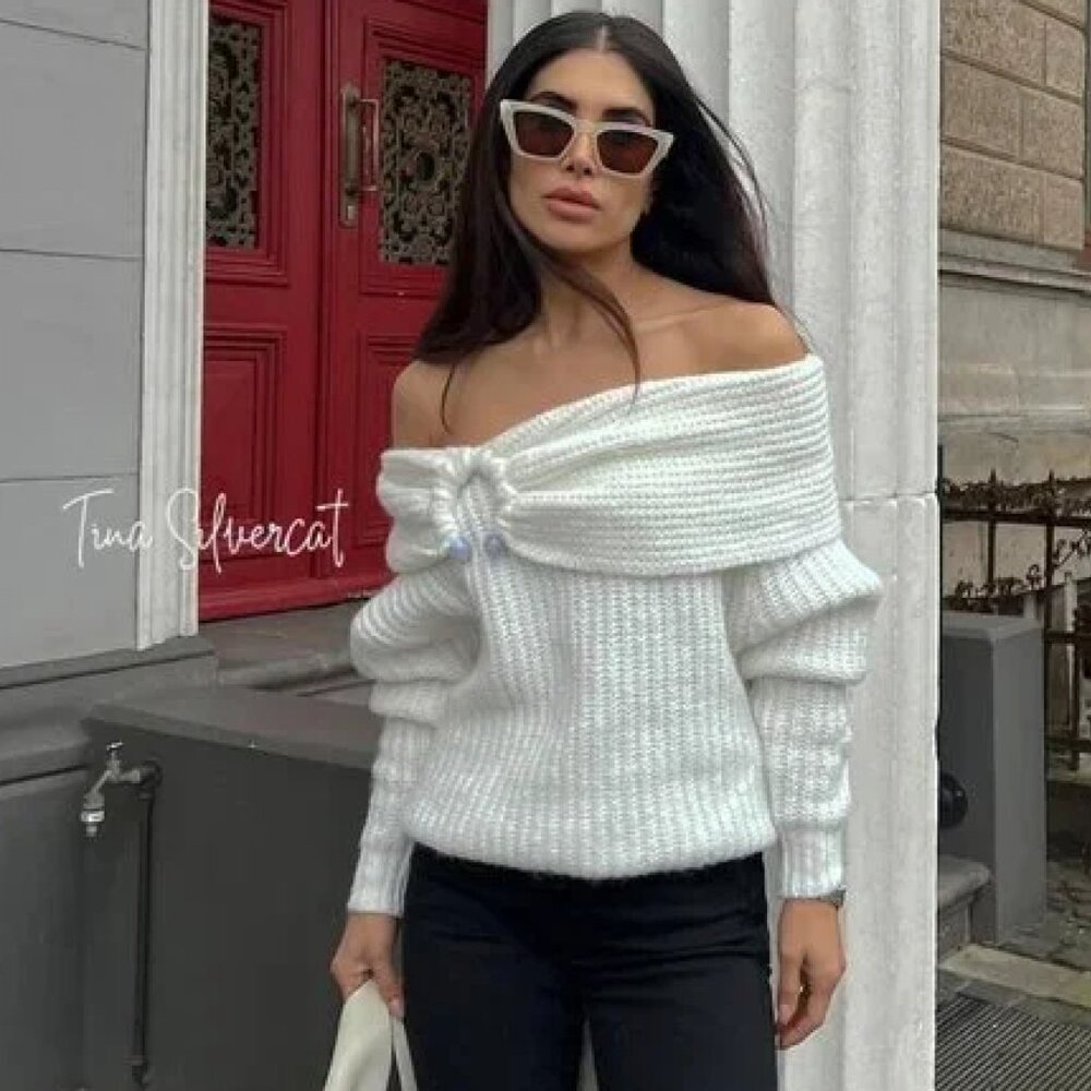 Zara Knit Sweater White NWT